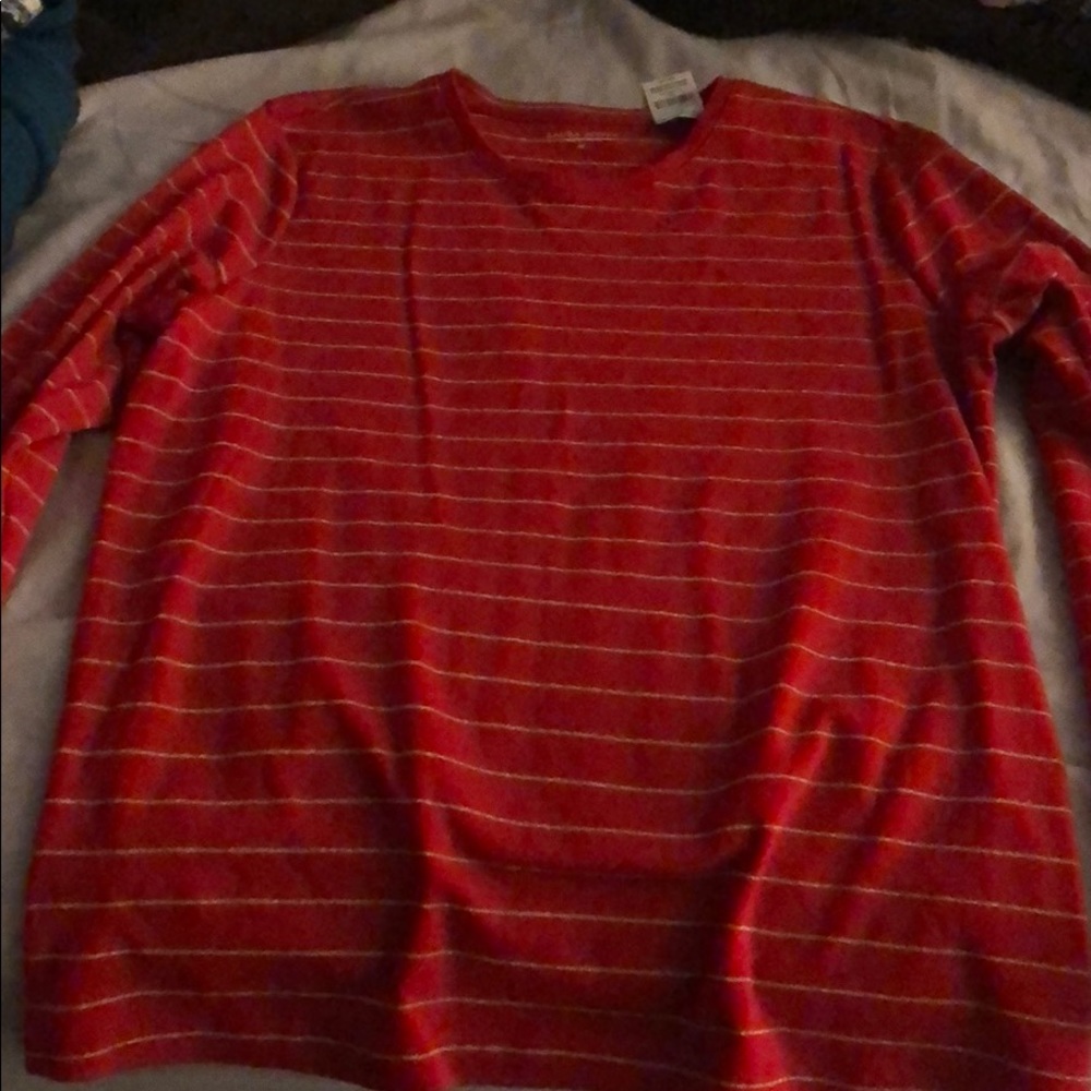 Long sleeve red with gold stripe top